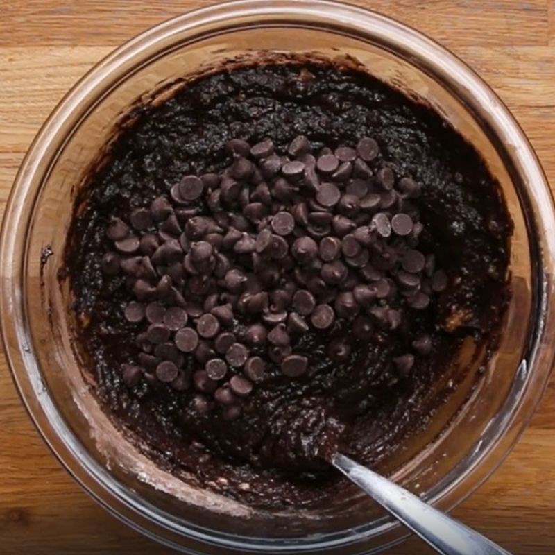 Folding in cocoa and flour