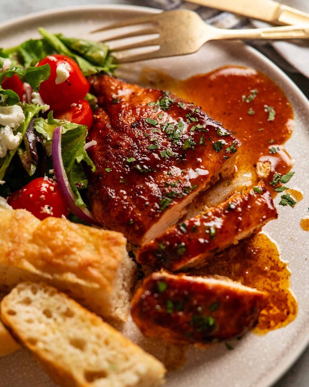 Finished chicken with pan sauce