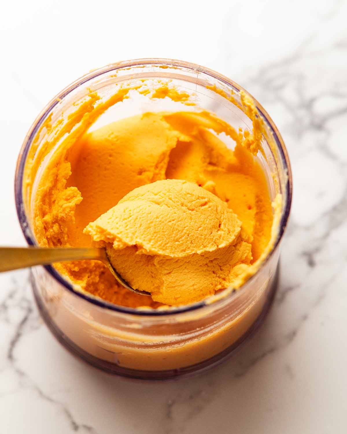 Blitzing ingredients in food processor