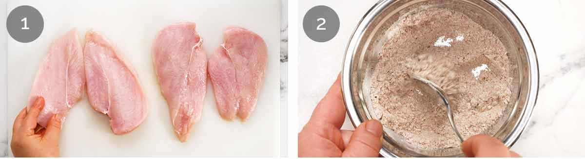 Slicing chicken breast horizontally