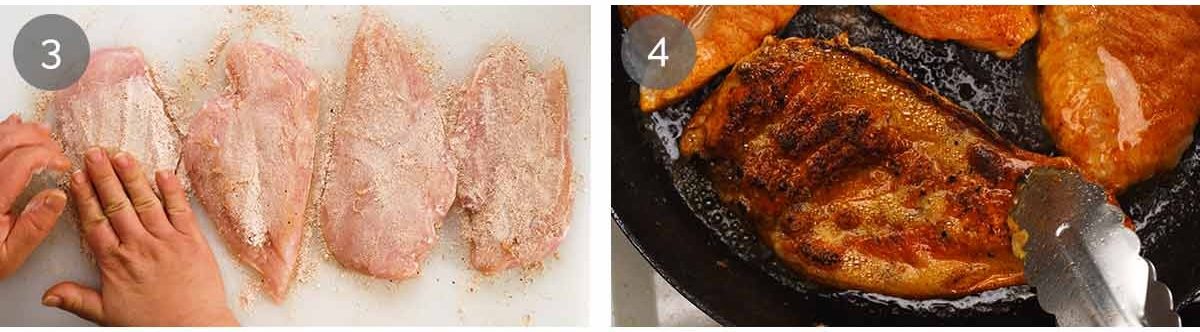 Seasoning the chicken cutlets