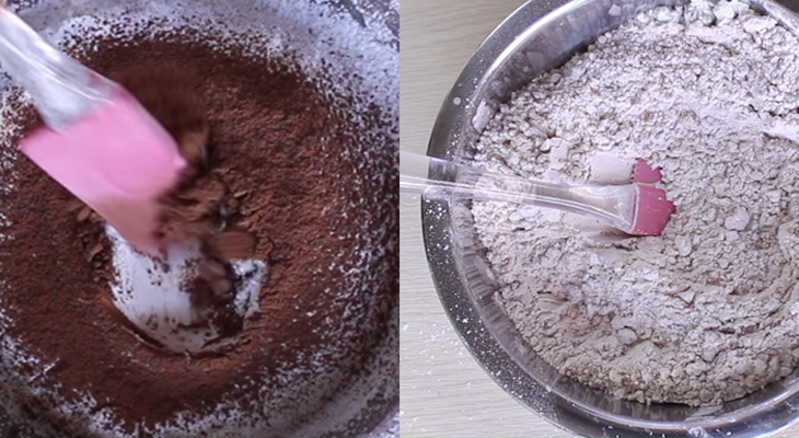 Mixing dry ingredients in a bowl.
