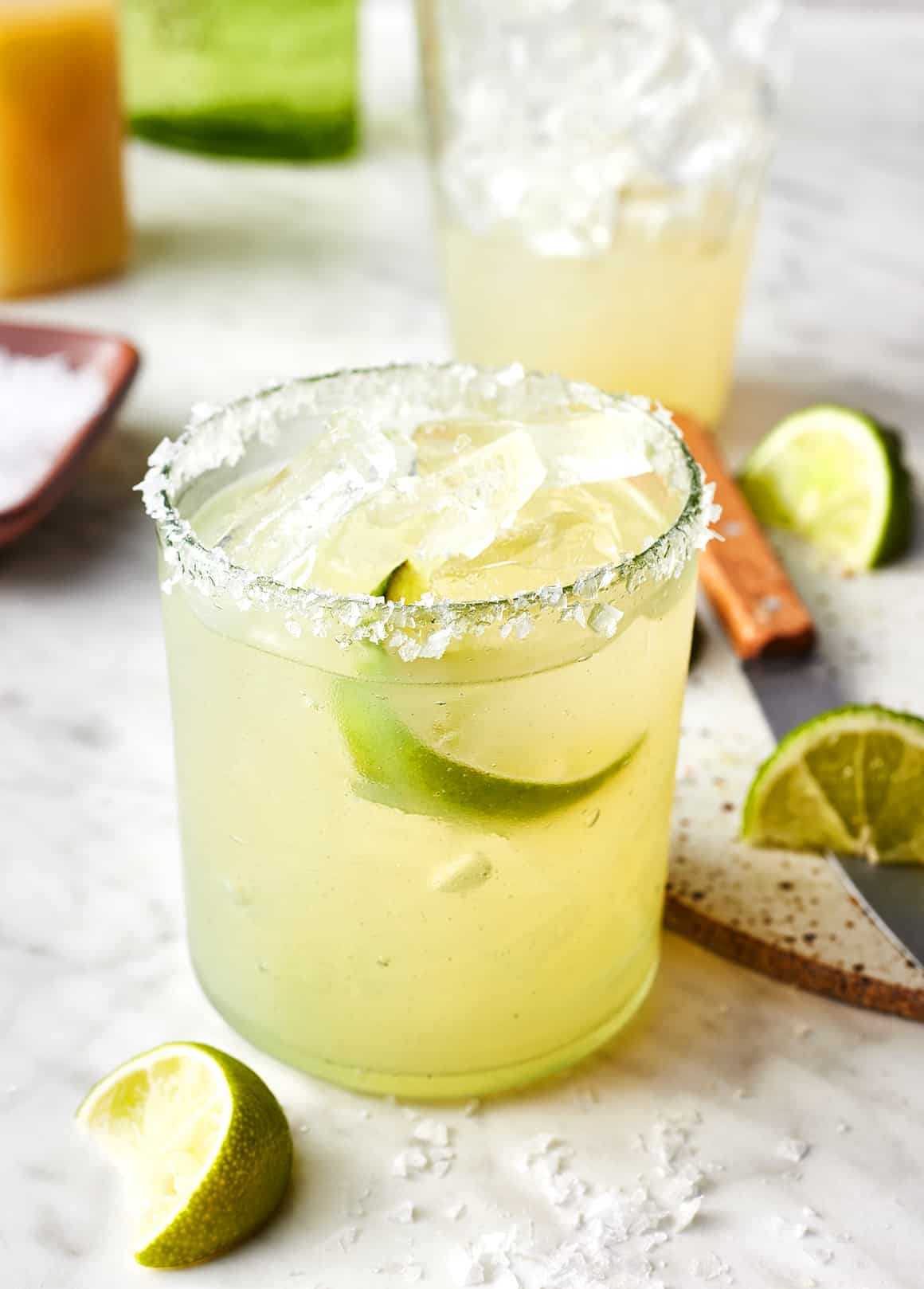 Classic Margarita on the rocks with salt rim